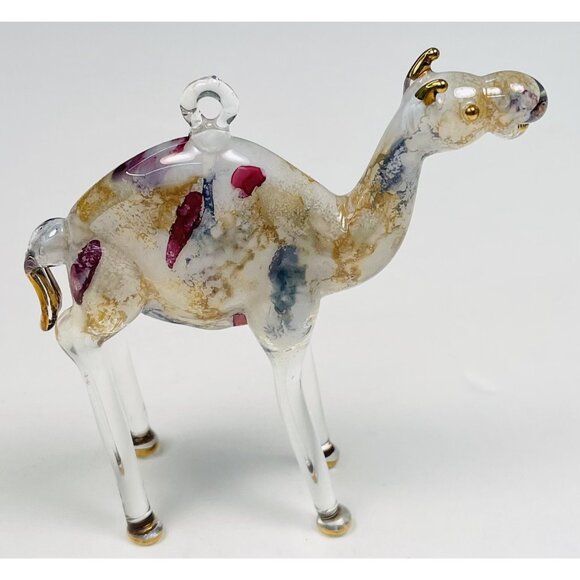 VTG Egyptian Handblown Glass Christmas Tree Ornament CAMEL Watercolor Gold EUC - Picture 2 of 5